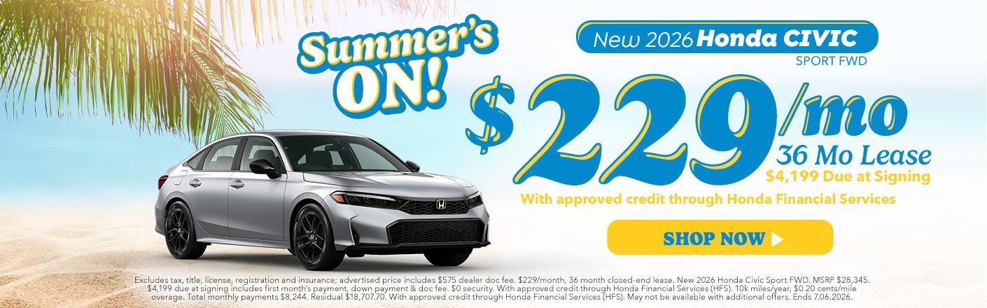 New 2026 Honda Civic Offer in Parkersburg, WV