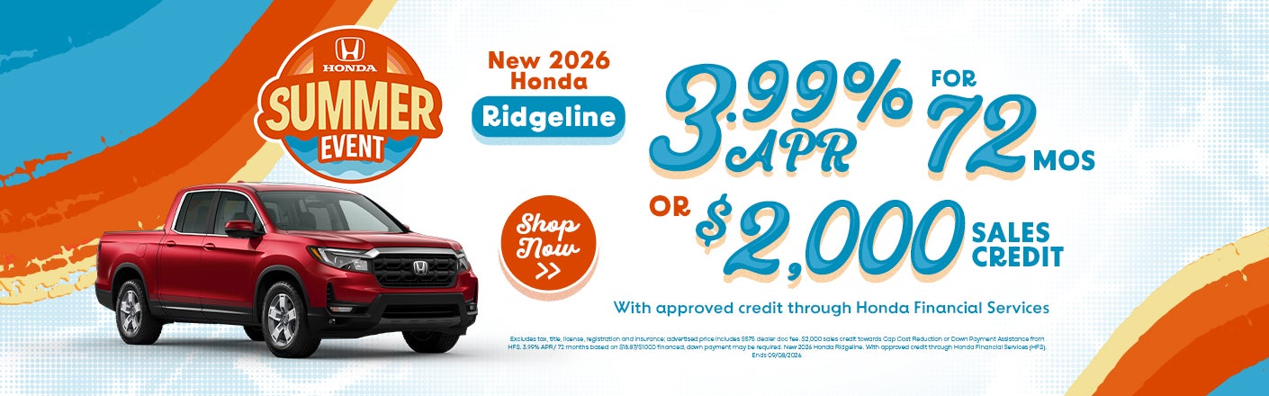 New 2026 Honda Ridgeline offers in Parkersburg, WV