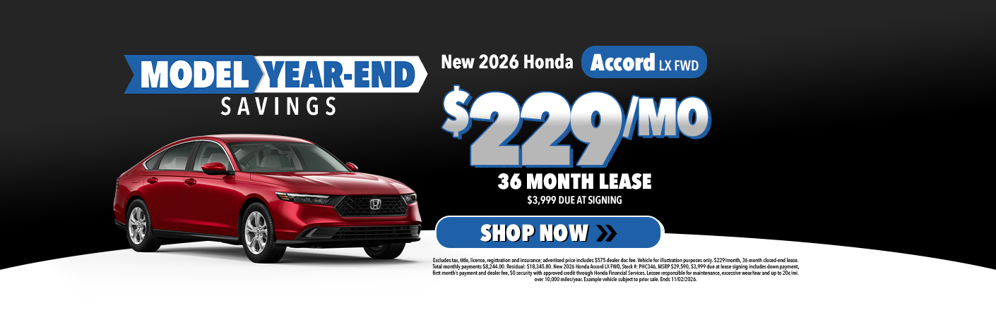 New 2026 Honda Accord offers near Williamstown, WV